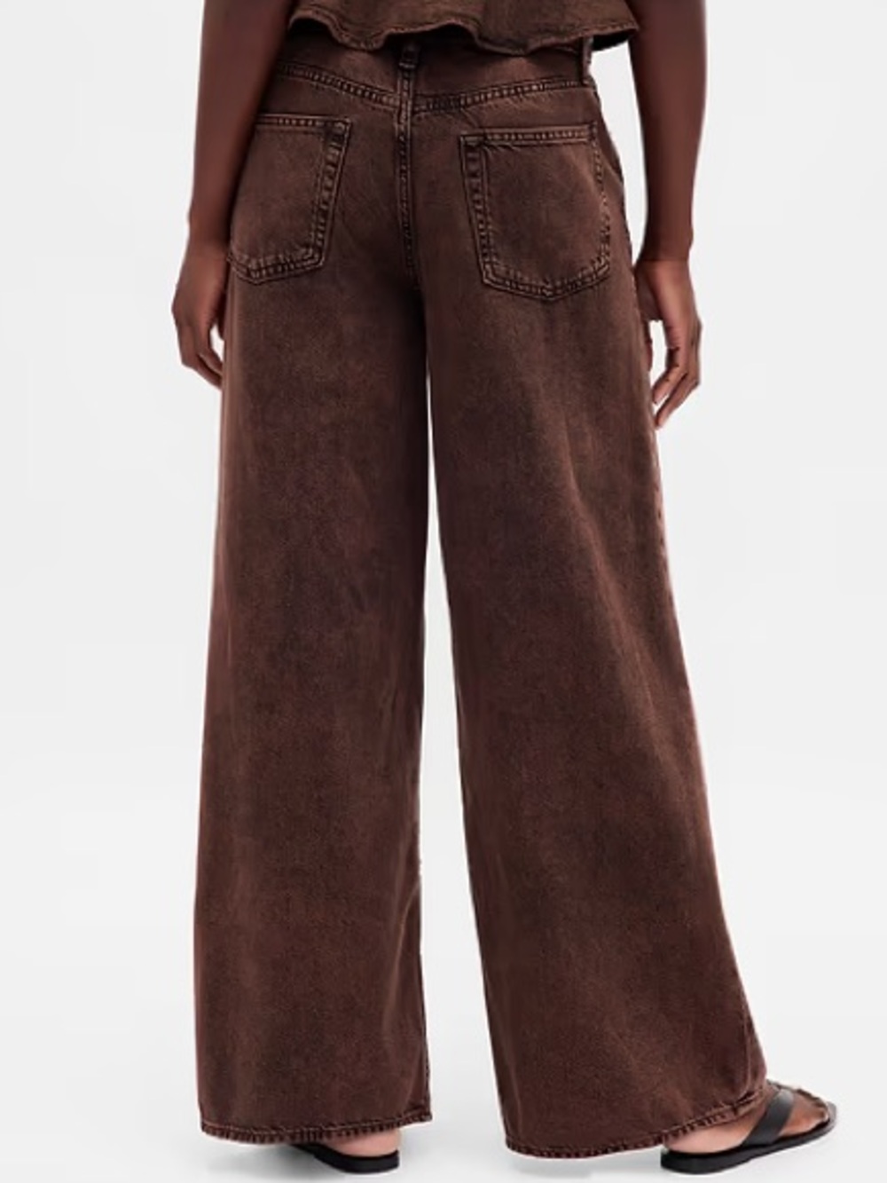 GAP NWOT Baggy Mid Rise Wide Leg Jeans Brown Wash UltraSoft Denim 29 Tall - Picture 3 of 10